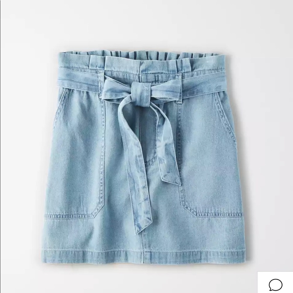 AE High-Waisted Denim Paperbag Mini Skirt